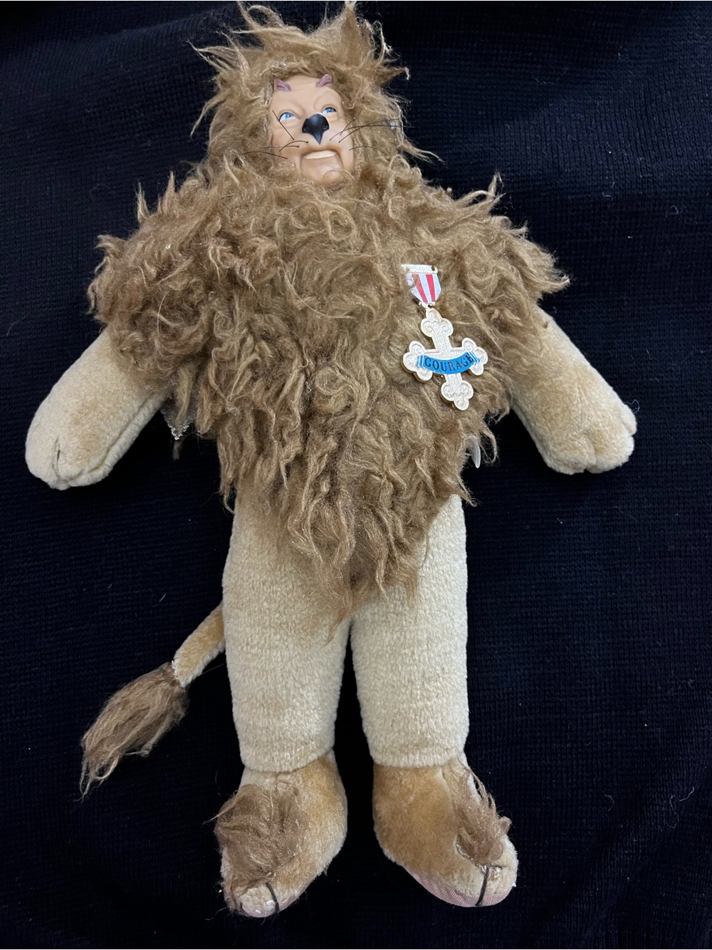 VTG 1987 Wizard of Oz Cowardly Lion Plush 14" Hamilton Gifts Courage Medal Doll
